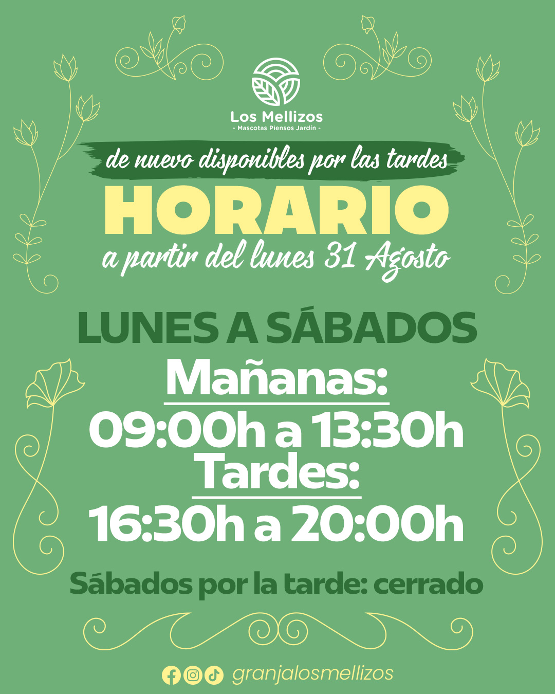 Nuevo horario en LOS MELLIZOS